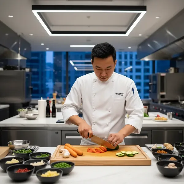 שף מקצועי במטבח וונג